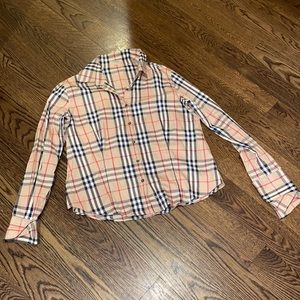 Burberry Tan Buttoned Fitted Shirt with Notched Collar